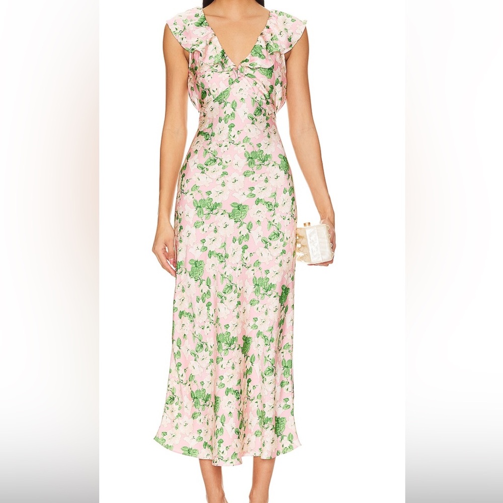 Heartloom Pink and Green Floral Maxi Dress